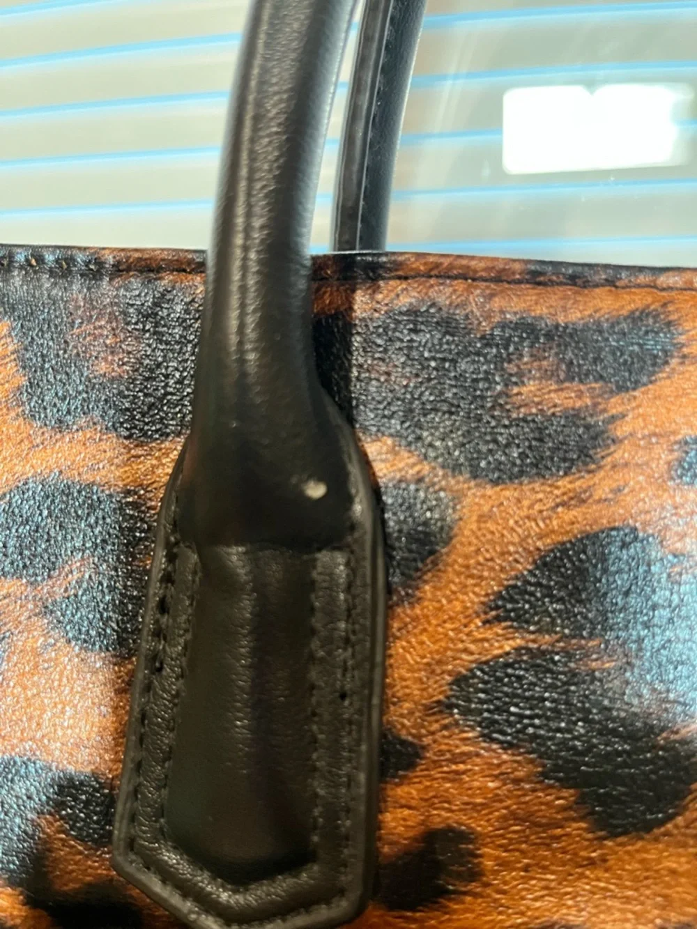 Leopard Print Tote Bag with Black Handles - Chic Animal Print Carryall - Picture 8 of 13